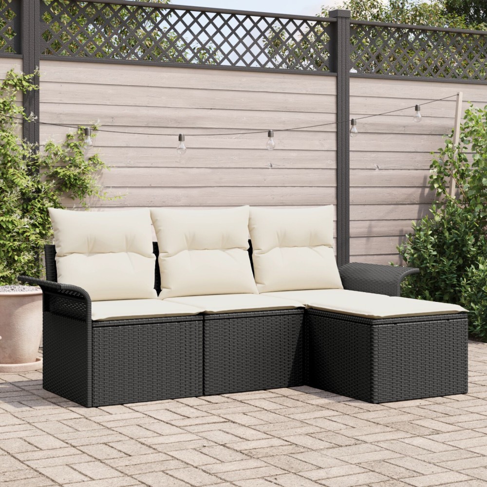 vidaXL Set de canapele pentru grădină 4 pcs Negru 55 x 55 x 37cm