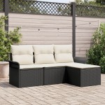vidaXL Set de canapele pentru grădină 4 pcs Negru 55 x 55 x 37cm