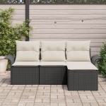 vidaXL Set de canapele pentru grădină 4 pcs Negru 55 x 55 x 37cm