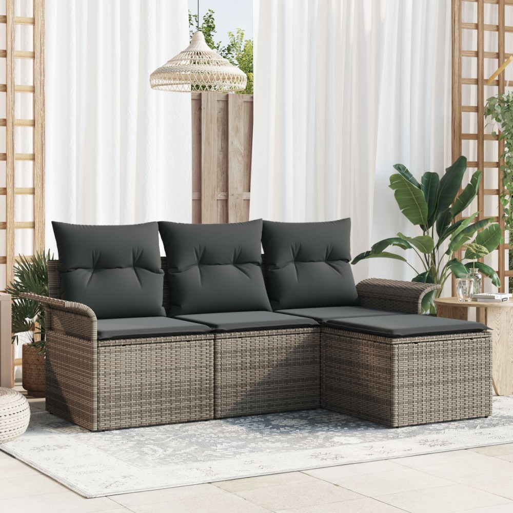 vidaXL Set de canapele pentru grădină 4 pcs Gri 55 x 55 x 37cm