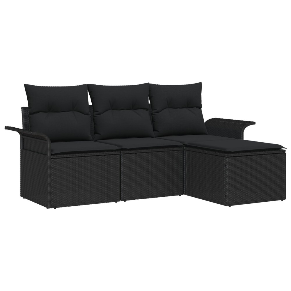 vidaXL Set de canapele pentru grădină 4 pcs Negru 55 x 55 x 37cm