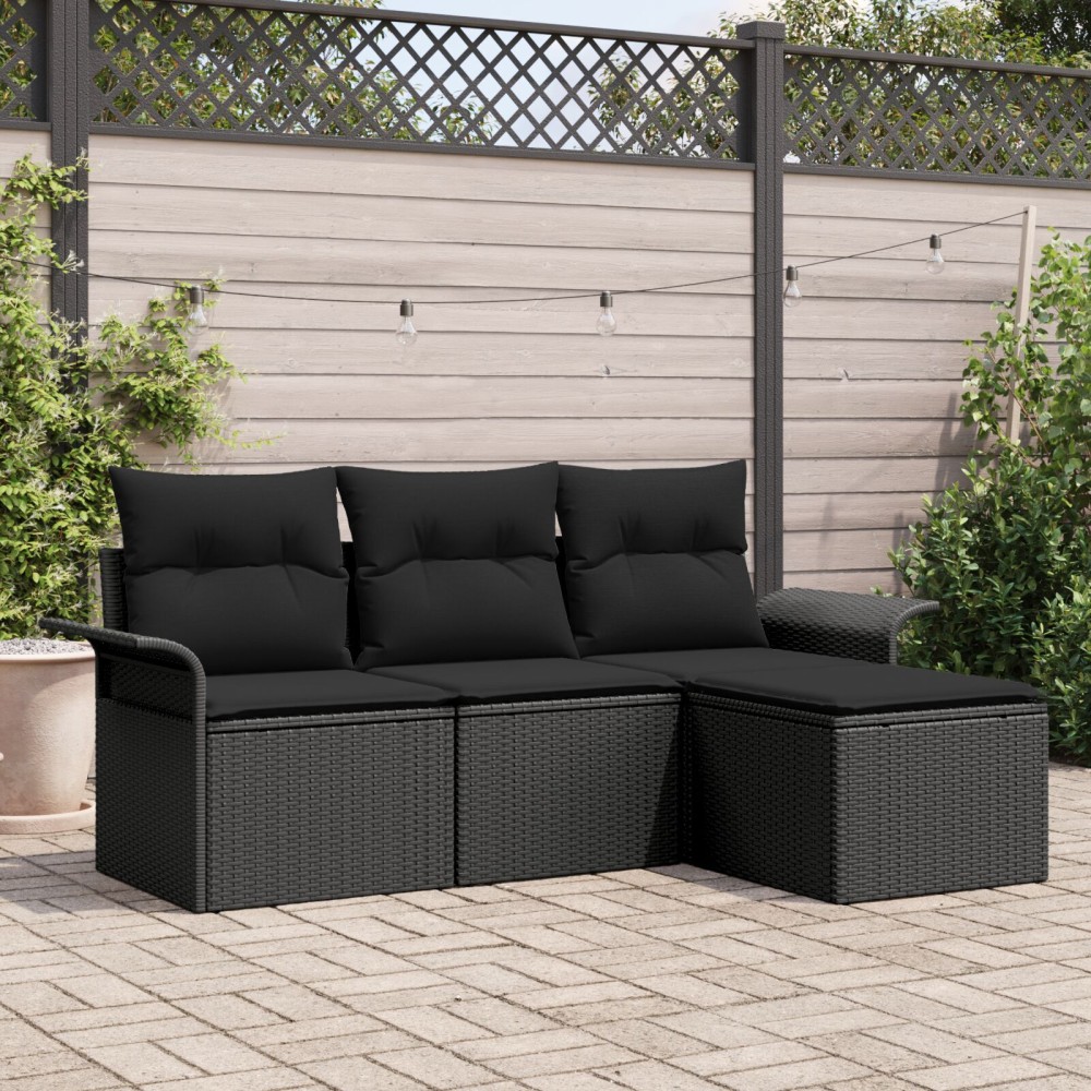 vidaXL Set de canapele pentru grădină 4 pcs Negru 55 x 55 x 37cm