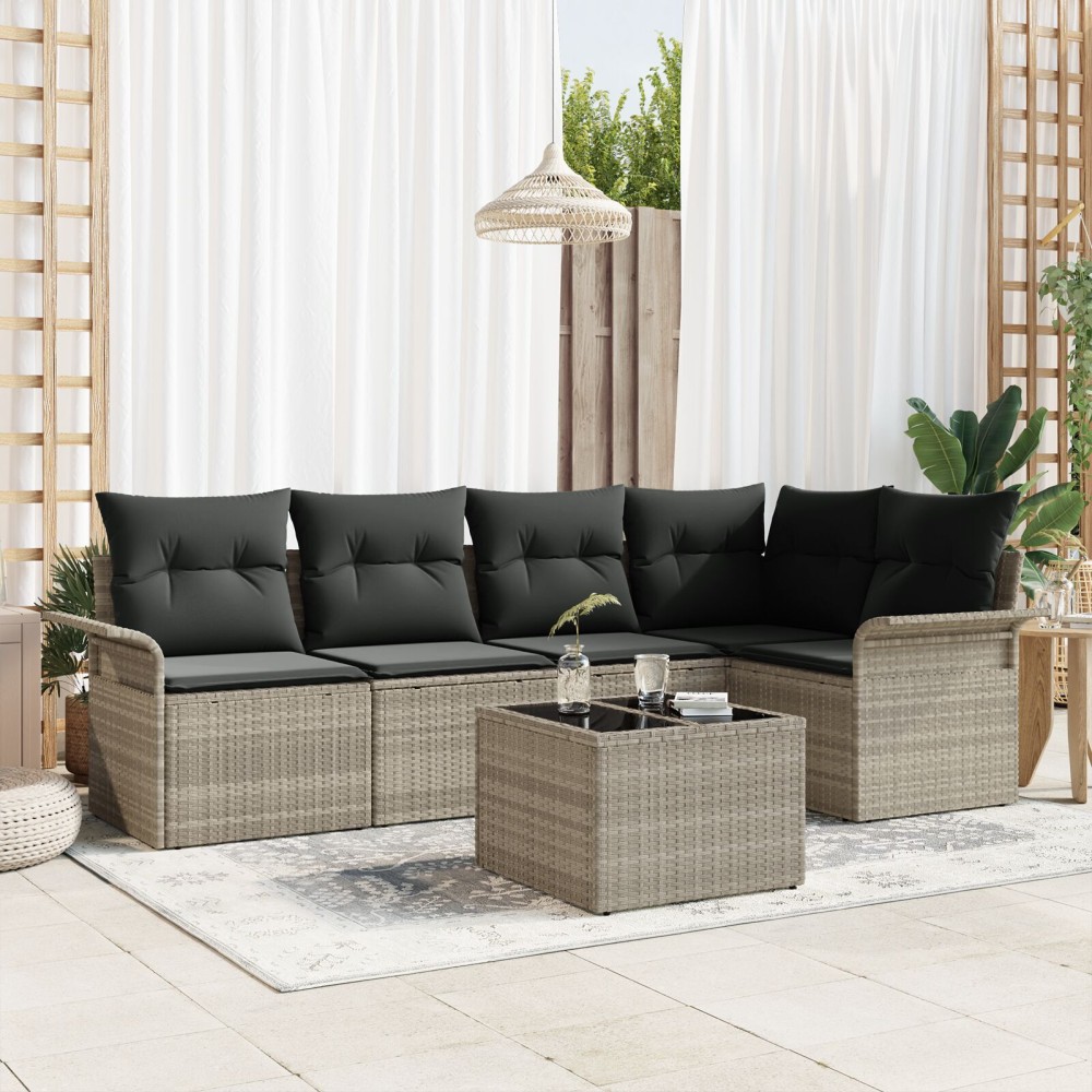 vidaXL Set de canapele pentru grădină 6 pcs Gri 55 x 55 x 37 cm