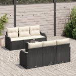 vidaXL Set de canapele pentru grădină 7 pcs Negru 55 x 55 x 37 cm