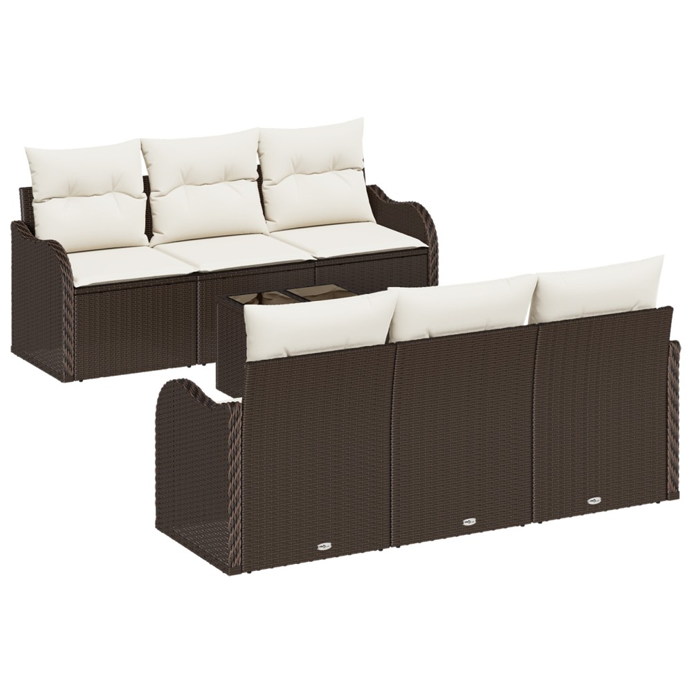 vidaXL Set de canapele pentru grădină 7 pcs Maro 55 x 55 x 37 cm