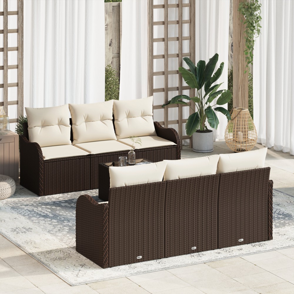 vidaXL Set de canapele pentru grădină 7 pcs Maro 55 x 55 x 37 cm