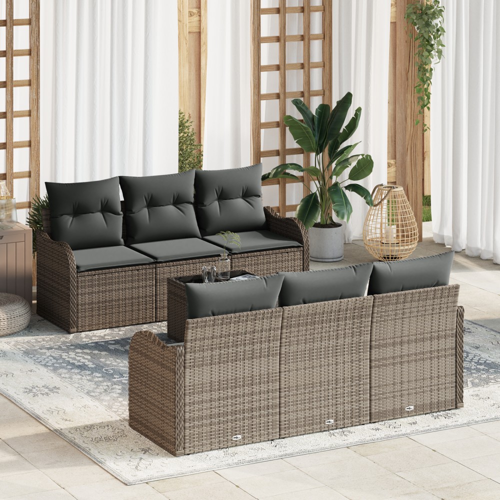 vidaXL Set de canapele pentru grădină 7 pcs Gri 55 x 55 x 37 cm