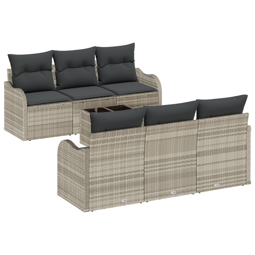 vidaXL Set de canapele pentru grădină cu pernă 7 pcs Gri deschis