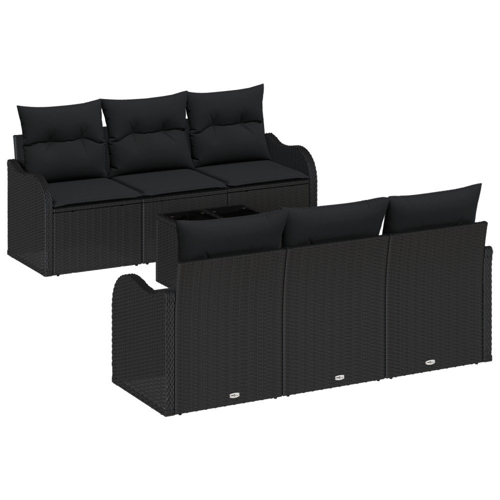 vidaXL Set de canapele pentru grădină 7 pcs Negru 55 x 55 x 37 cm