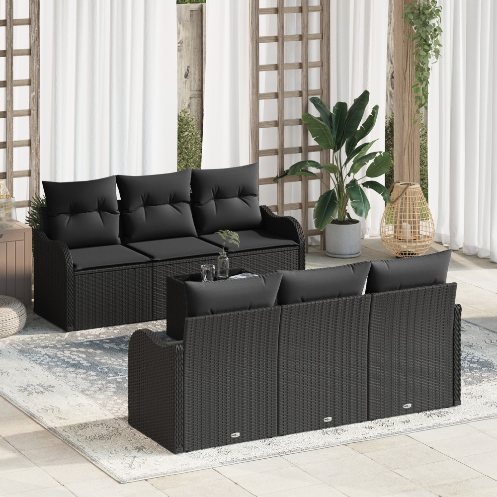 vidaXL Set de canapele pentru grădină 7 pcs Negru 55 x 55 x 37 cm
