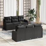 vidaXL Set de canapele pentru grădină 7 pcs Negru 55 x 55 x 37 cm