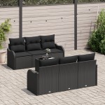 vidaXL Set de canapele pentru grădină 7 pcs Negru 55 x 55 x 37 cm