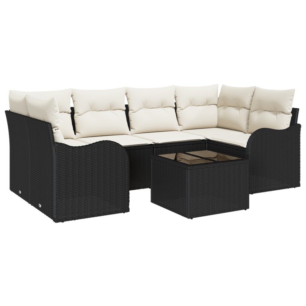 vidaXL Set de canapele pentru grădină 7 pcs Negru 55 x 55 x 37 cm
