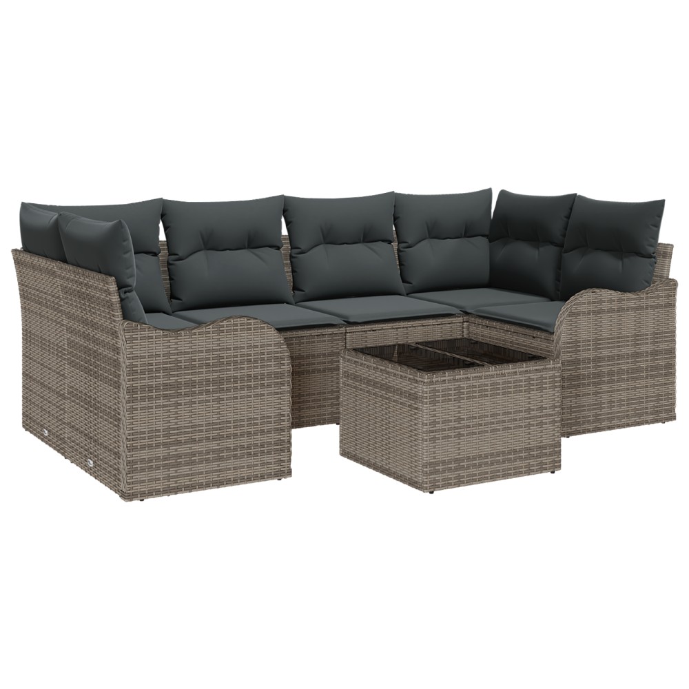 vidaXL Set de canapele pentru grădină 7 pcs Gri 55 x 55 x 37 cm