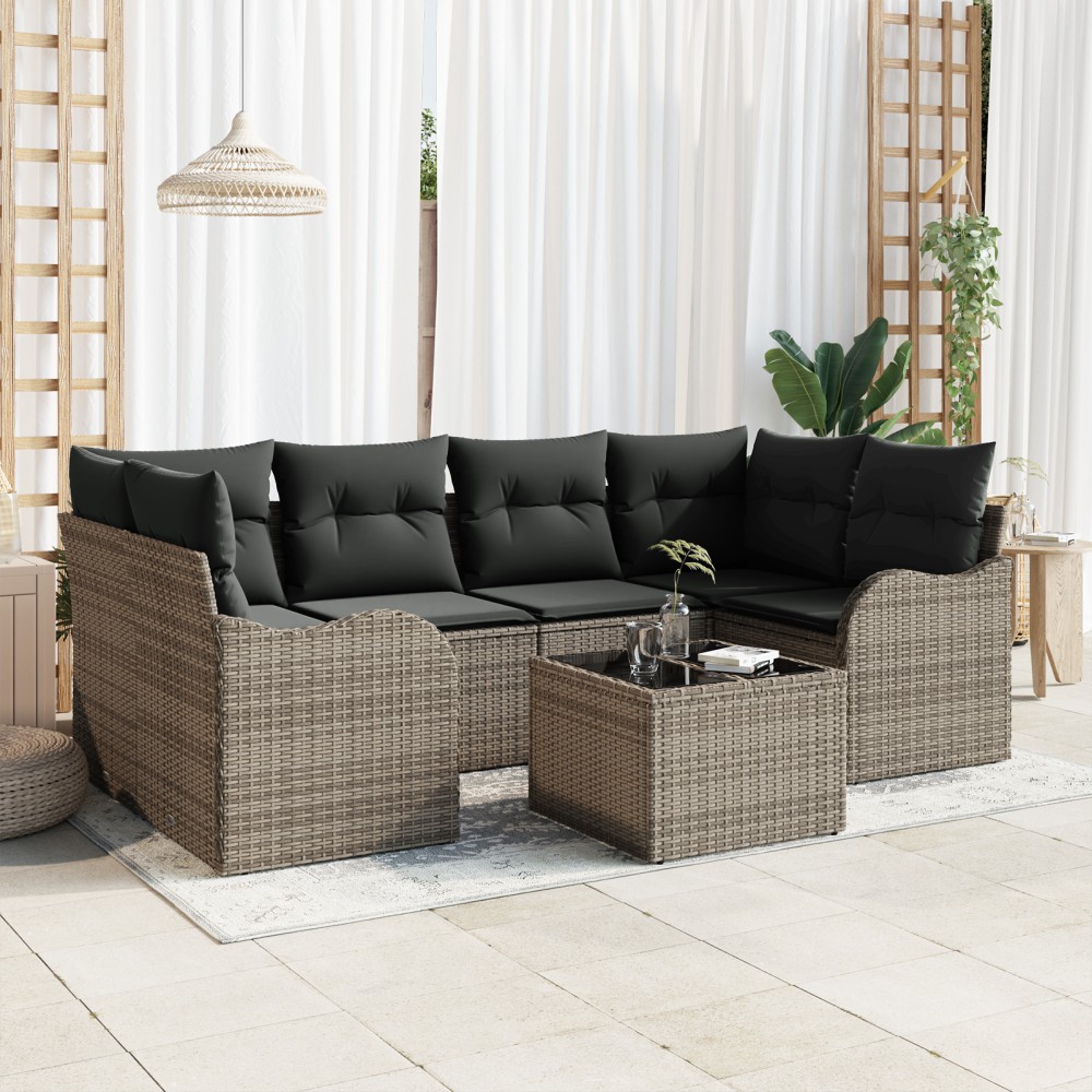 vidaXL Set de canapele pentru grădină 7 pcs Gri 55 x 55 x 37 cm