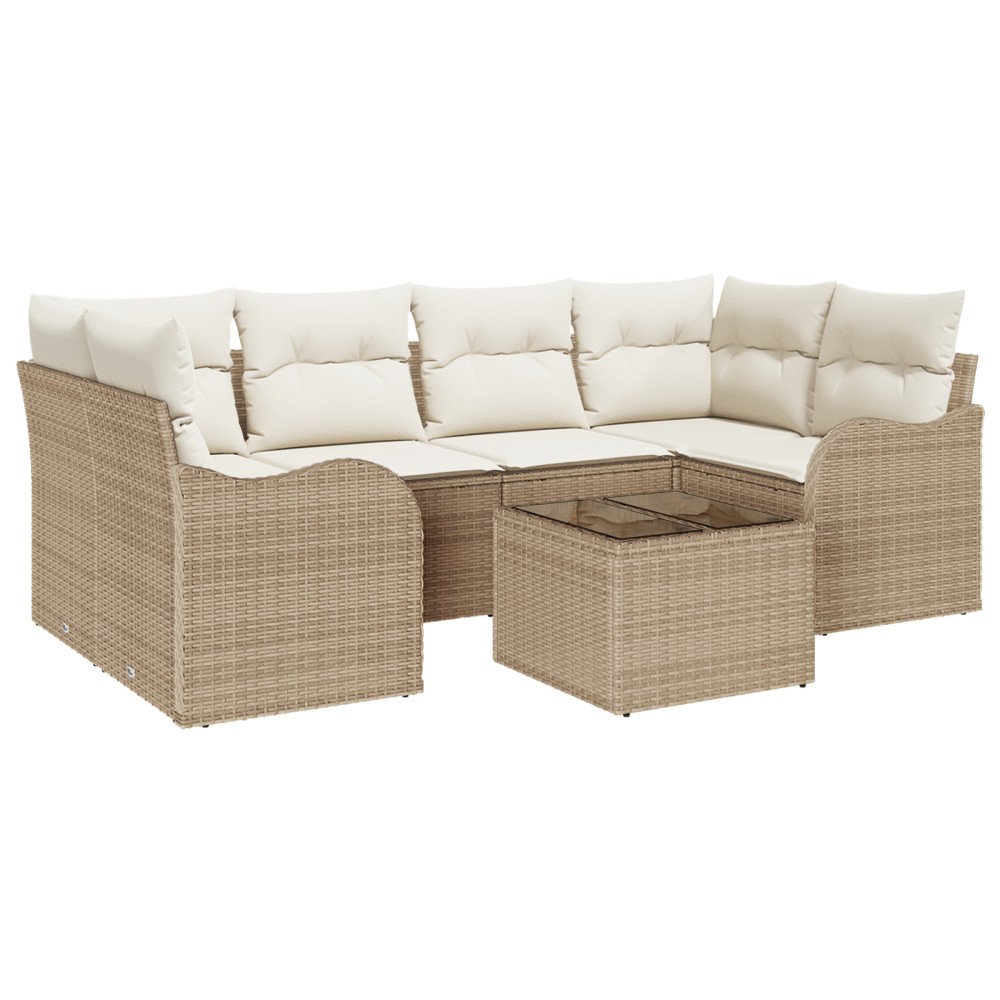 vidaXL Set de canapele pentru grădină 7 pcs Bej 55 x 55 x 37 cm