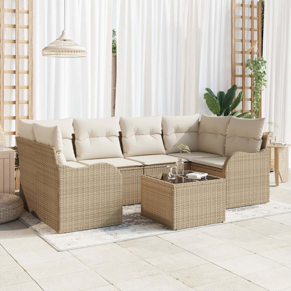 vidaXL Set de canapele pentru grădină 7 pcs Bej 55 x 55 x 37 cm