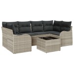 vidaXL Set de canapele pentru grădină cu pernă 7 pcs Gri deschis vidaXL Set de canapele pentru grădină cu pernă 7 pcs Gri deschis