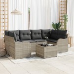vidaXL Set de canapele pentru grădină cu pernă 7 pcs Gri deschis vidaXL Set de canapele pentru grădină cu pernă 7 pcs Gri deschis