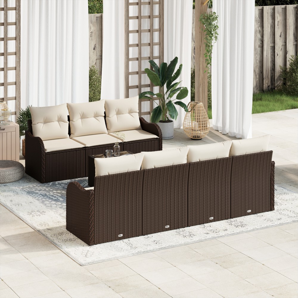 vidaXL Set de canapele pentru grădină 8 pcs Maro 55 x 55 x 37 cm