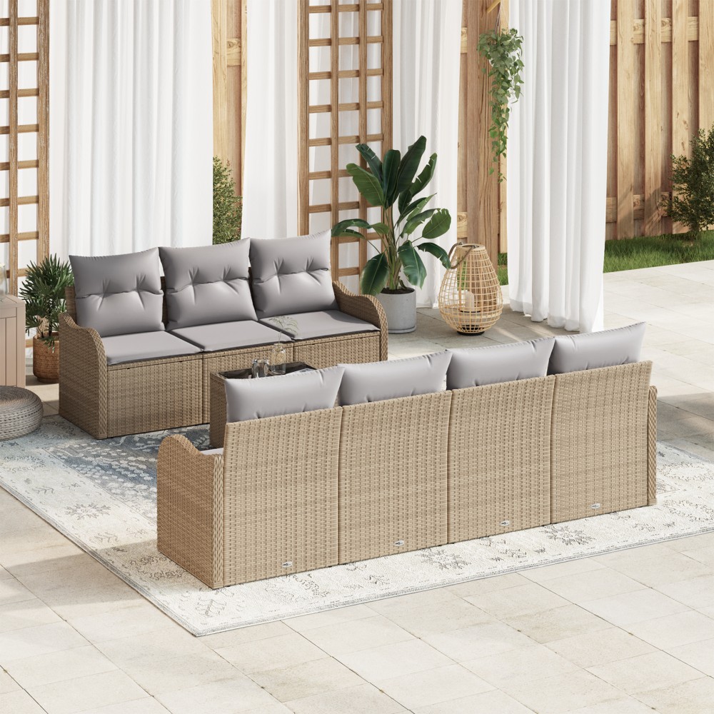 vidaXL Set de canapele pentru grădină 8 pcs Bej 55 x 55 x 37 cm