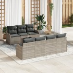 vidaXL Set de canapele pentru grădină cu pernă 8 pcs Gri deschis