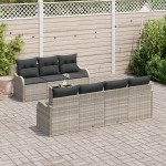 vidaXL Set de canapele pentru grădină cu pernă 8 pcs Gri deschis
