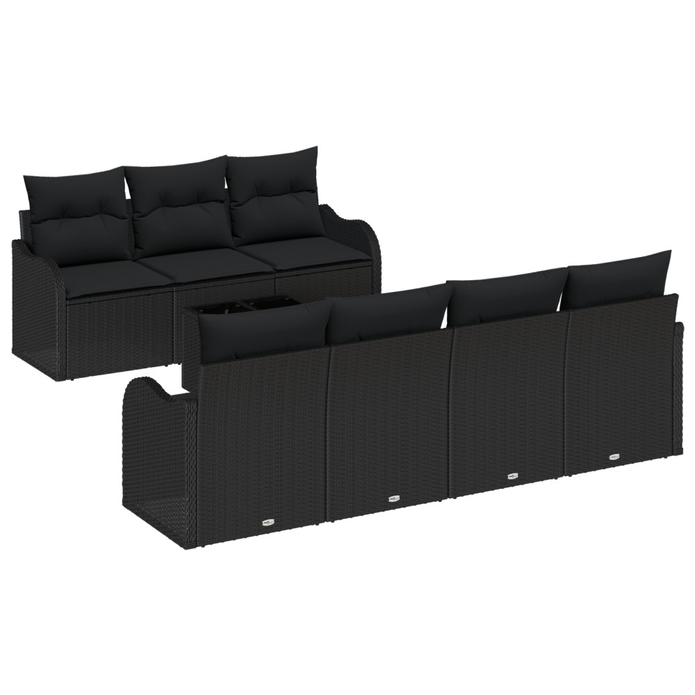 Set canapea de grădină vidaXL 8 piese cu perne Ratan negru