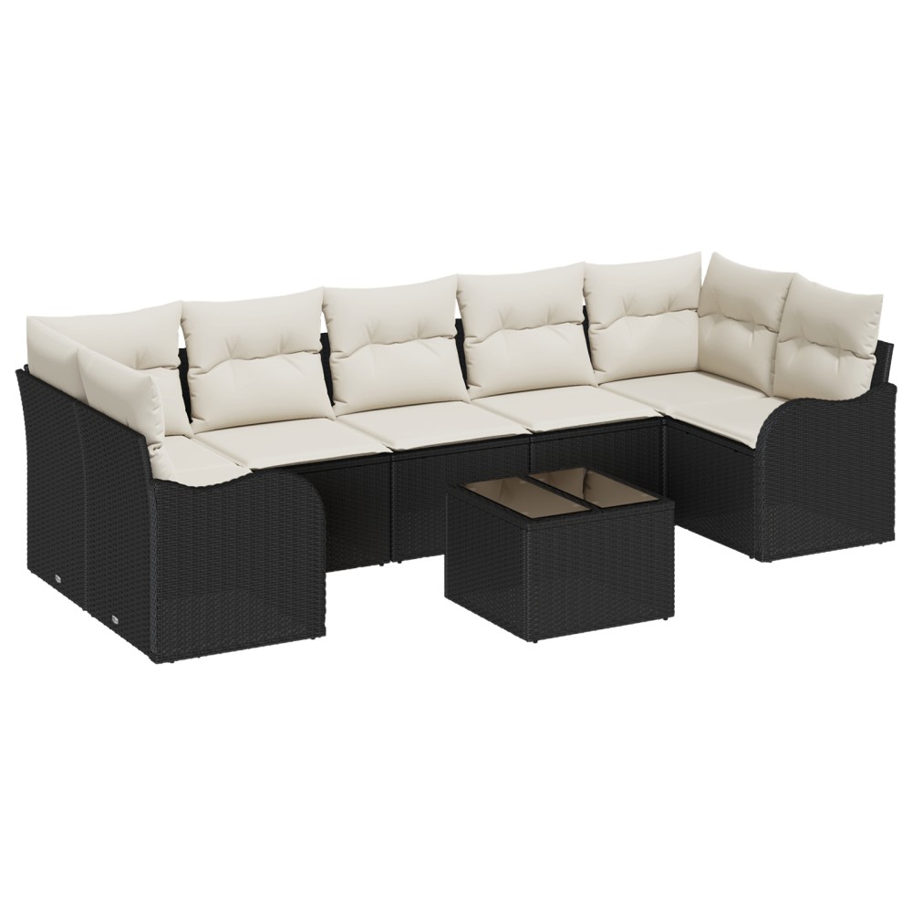 vidaXL Set de canapele pentru grădină 8 pcs Negru 55 x 55 x 37 cm