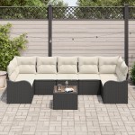 vidaXL Set de canapele pentru grădină 8 pcs Negru 55 x 55 x 37 cm