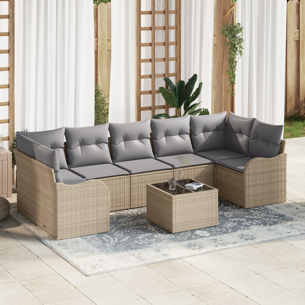 vidaXL Set de canapele pentru grădină 8 pcs Bej 55 x 55 x 37 cm