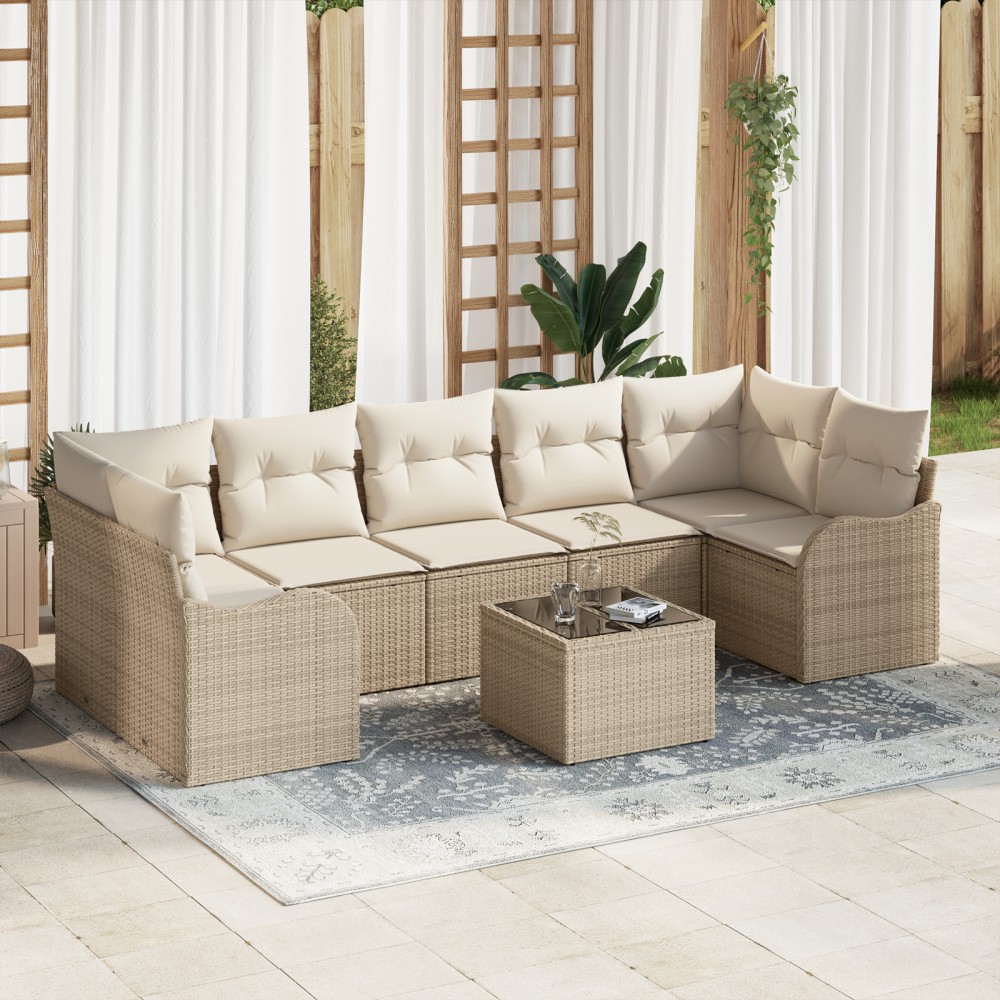 vidaXL Set de canapele pentru grădină 8 pcs Bej 55 x 55 x 37 cm