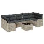 vidaXL Set de canapele pentru grădină cu pernă 8 pcs Gri deschis