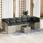 vidaXL Set de canapele pentru grădină cu pernă 8 pcs Gri deschis