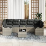 vidaXL Set de canapele pentru grădină cu pernă 8 pcs Gri deschis