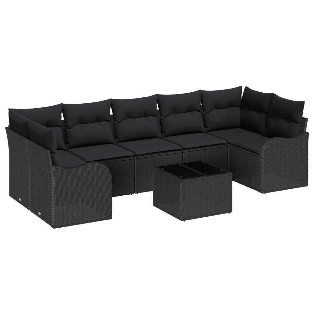 vidaXL Set de canapele pentru grădină 8 pcs Negru 55 x 55 x 37 cm