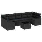vidaXL Set de canapele pentru grădină 8 pcs Negru 55 x 55 x 37 cm