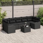 vidaXL Set de canapele pentru grădină 8 pcs Negru 55 x 55 x 37 cm