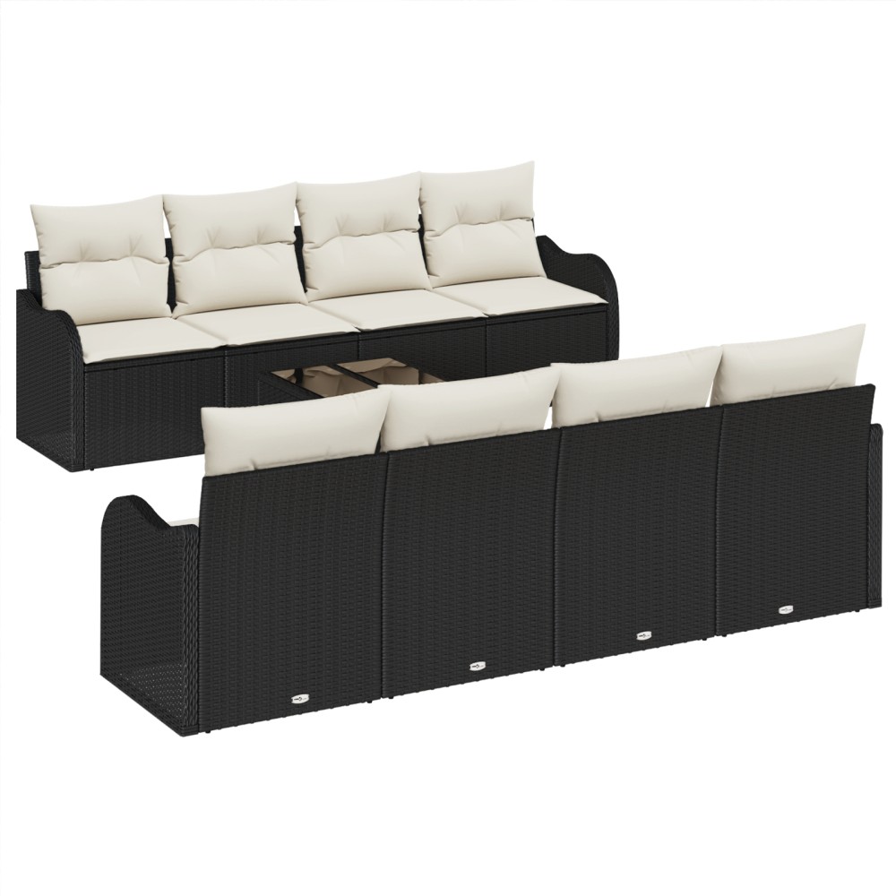vidaXL Set de canapele pentru grădină 9 pcs Negru 55 x 55 x 37 cm