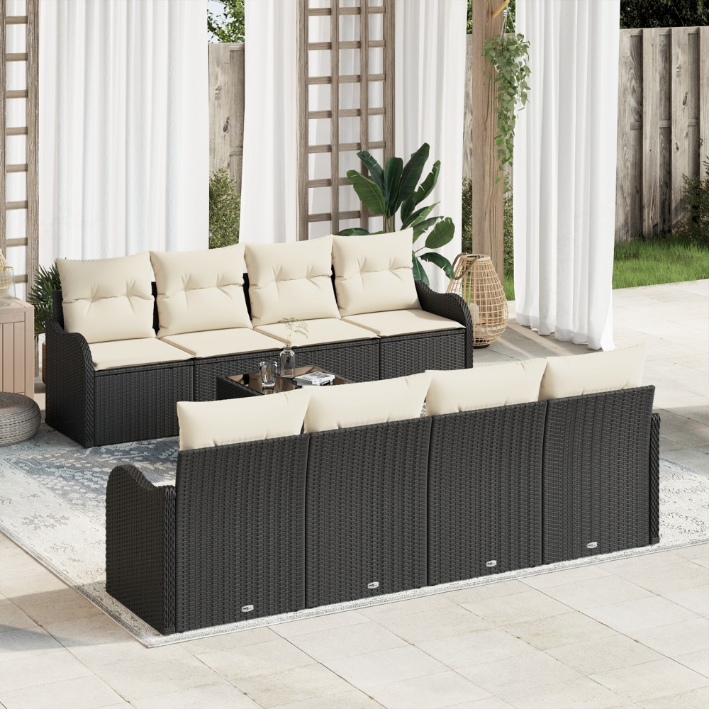 vidaXL Set de canapele pentru grădină 9 pcs Negru 55 x 55 x 37 cm