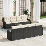 vidaXL Set de canapele pentru grădină 9 pcs Negru 55 x 55 x 37 cm