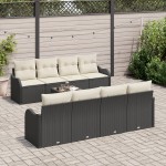 vidaXL Set de canapele pentru grădină 9 pcs Negru 55 x 55 x 37 cm