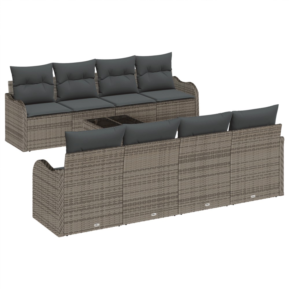 vidaXL Set de canapele pentru grădină 9 pcs Gri 55 x 55 x 37 cm