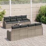 vidaXL Set de canapele pentru grădină 9 pcs Gri 55 x 55 x 37 cm
