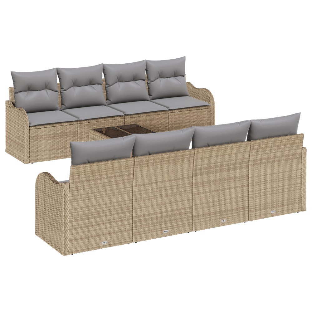 vidaXL Set de canapele pentru grădină 9 pcs Bej 55 x 55 x 37 cm
