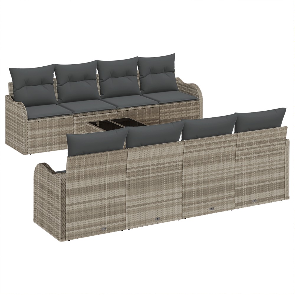 vidaXL Set de canapele pentru grădină cu pernă 9 pcs Gri deschis