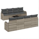 vidaXL Set de canapele pentru grădină cu pernă 9 pcs Gri deschis