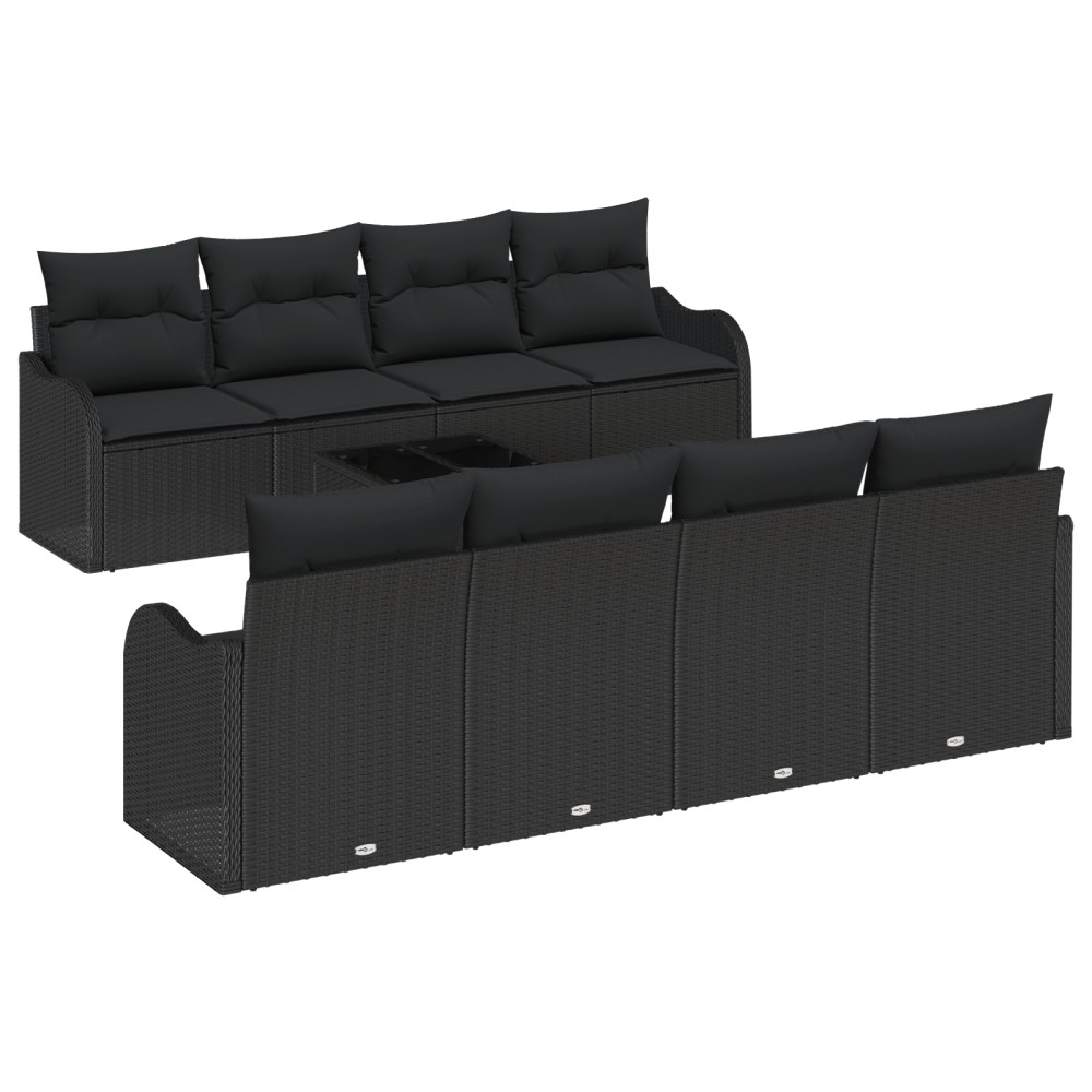 vidaXL Set de canapele pentru grădină 9 pcs Negru 55 x 55 x 37 cm