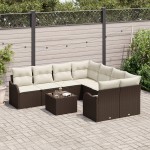 vidaXL Set de canapele pentru grădină 9 pcs Maro 55 x 55 x 37 cm vidaXL Set de canapele pentru grădină 9 pcs Maro 55 x 55 x 37 cm
