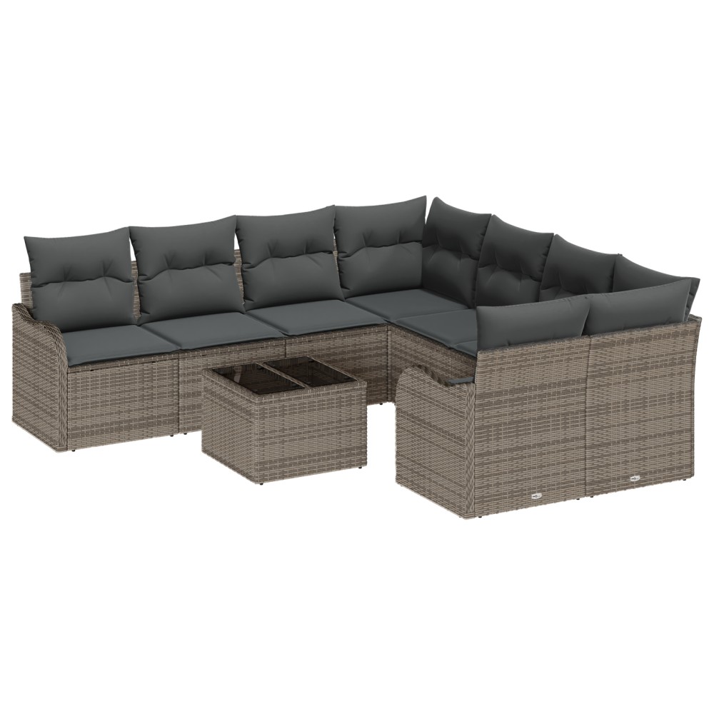 vidaXL Set de canapele pentru grădină 9 pcs Gri 55 x 55 x 37 cm